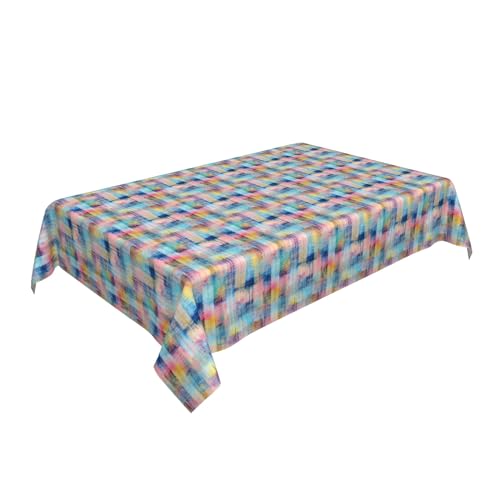 Rechteckige Tischdecke 54 x 72 Zoll, Multicolor Plaid Tischwäsche Fleckschutz Tischdecke Rechteckige Wachstuchtischdecke für Draußen, Biertisch, Küche, Esstisch, Couchtisch, Gartentisch von Barbool