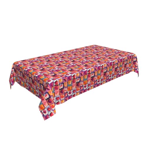 Rechteckige Tischdecke 60 x 90 Zoll, Abstract Colorful Flower Tischdecke Abwaschbar Rechteckige Tischdecke Stoff Tischtuch für Draußen, Biertisch, Küche, Esstisch, Couchtisch, Gartentisch von Barbool