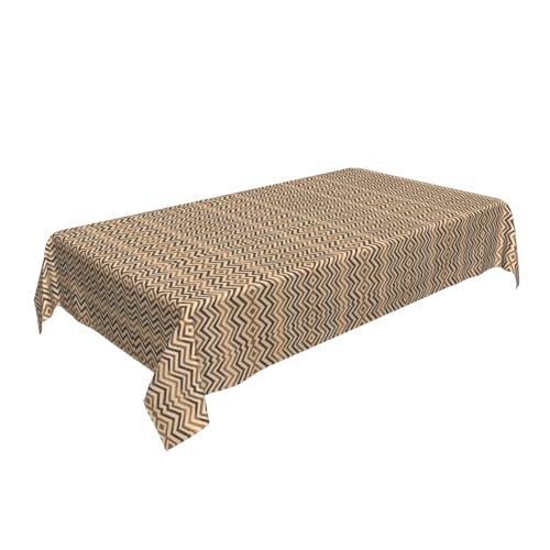 Rechteckige Tischdecke 60 x 90 Zoll, Beige Brown Retro Zigzag Tischwäsche Universeller Rechteckig Tischdecke Glatt Tischdecke für Home Küche Dekoration von Barbool