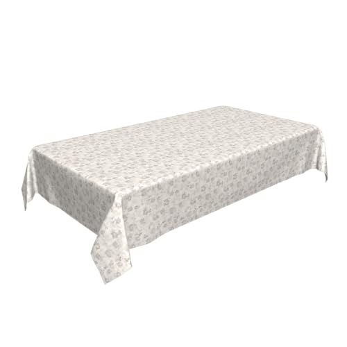 Rechteckige Tischdecke 60 x 90 Zoll, Farmhouse Taupe Floral Tischwäsche Abwischbare Rechteckige Tischabdeckung Tischdecke Outdoor für Küche Picknick Weihnachts Tischdekoration von Barbool