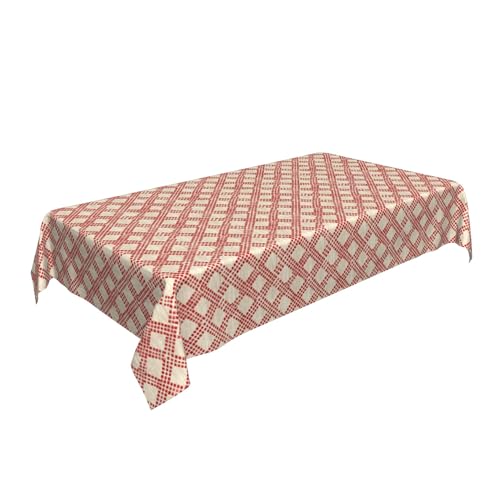 Rechteckige Tischdecke 60 x 90 Zoll, Red Gray Farmhouse Texture Tischtuch Langlebige Rechteckigen Tischdecken Table Cloth für Küche Picknick Weihnachts Tischdekoration von Barbool