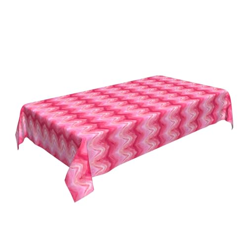 Rechteckige Tischdecke 60 x 90 Zoll, Vintage Pink Wave Tischwäsche Abwaschbar Rechteckige Tischabdeckung Tischdecke Outdoor für Esszimmer, Party, Garten von Barbool