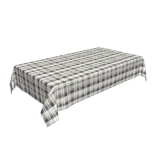 Rechteckige Tischdecke 60 x 90 Zoll, White Grey Plaid Tischdecke Fleckschutz Rechteckiger Tischdeckenschutz Tischtuch Polyester für Küche Esstisch Dekoration von Barbool