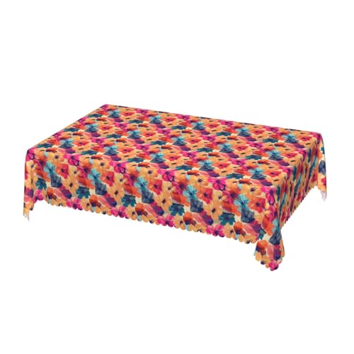 Rechteckige Tischdecke mit Wave Lace 52 x 70 Zoll, Abstract Colorful Flower Tischschutz Abwaschbar rechteckige Tischdecke Tischdekoration für Küche Esstisch Dekoration von Barbool