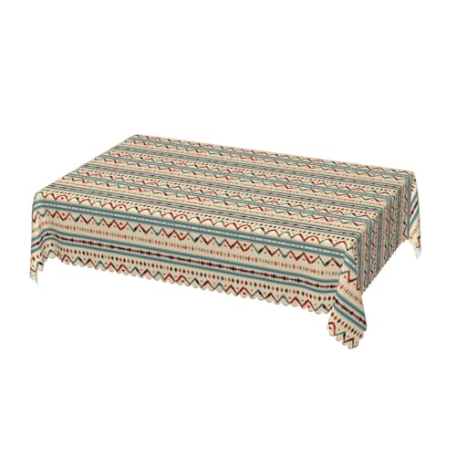 Rechteckige Tischdecke mit Wave Lace 52 x 70 Zoll, Abstract Tribal Ethnic Texture Tischdecken Schmutzabweisend Rechteckige Tischdecke Glatt Tischdecke für Home Küche Dekoration von Barbool