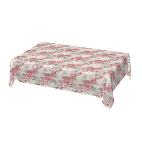 Rechteckige Tischdecke mit Wave Lace 52 x 70 Zoll, Broken Wall Floral Stripes Tischwäsche wasserdichte rechteckige Tischdecke Gartentischdecke für Küche Esstisch Dekoration von Barbool