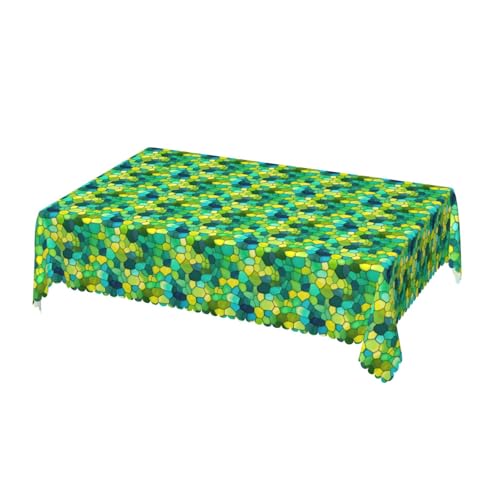 Rechteckige Tischdecke mit Wave Lace 52 x 70 Zoll, Chartreuse Stone Tischdecken Abwaschbar Rechteckig Tischdecke Wachstuchtischdecke für Drinnen Draussen Garten Esszimmer Party und Festen von Barbool