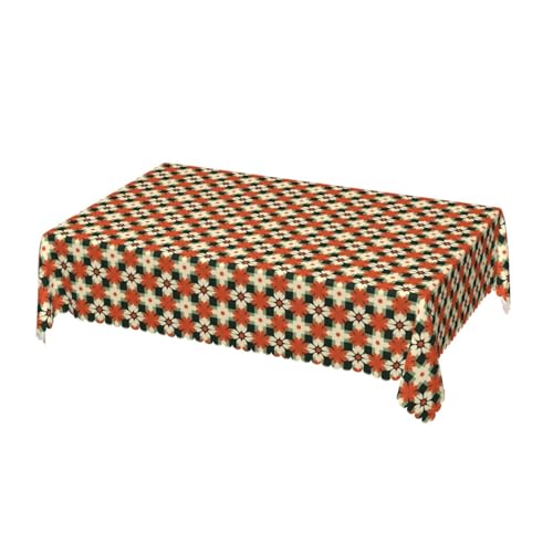 Rechteckige Tischdecke mit Wave Lace 52 x 70 Zoll, Checker Flowers Tischdecke Pflegeleicht Rechteckig Tischdecke Tischdecke Outdoor für Esszimmer, Party, Garten von Barbool