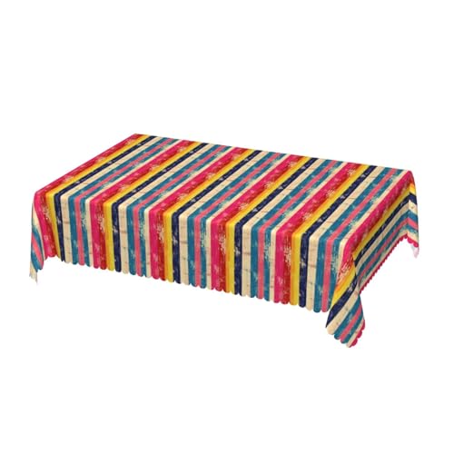 Rechteckige Tischdecke mit Wave Lace 52 x 70 Zoll, Colorful Vertical Stripes Tischtuch Langlebige Rechteckige Tischabdeckung Tischdecke abwaschbar für Küche, Esstisch, Couchtisch, Parteien von Barbool