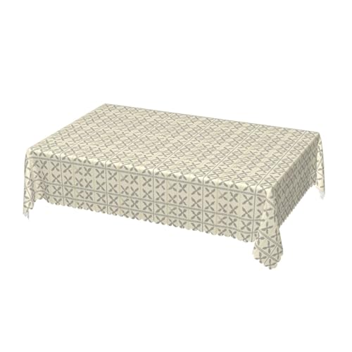 Rechteckige Tischdecke mit Wave Lace 52 x 70 Zoll, Cream Leaf Running Tischschutz Langlebige Tischdecke Rechteckig Abwaschbare Tischdecke für Home Küche Dekoration von Barbool