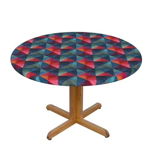 Runde Fitted Elastische Tischdecke 48 Inch, Multicolour Denim Tischdecken Elastische Tischtuch, Schmutzabweisend Runde Elastische Tischdecke Fitted Rund Tischdecke Dining Table Cover für Küche von Barbool