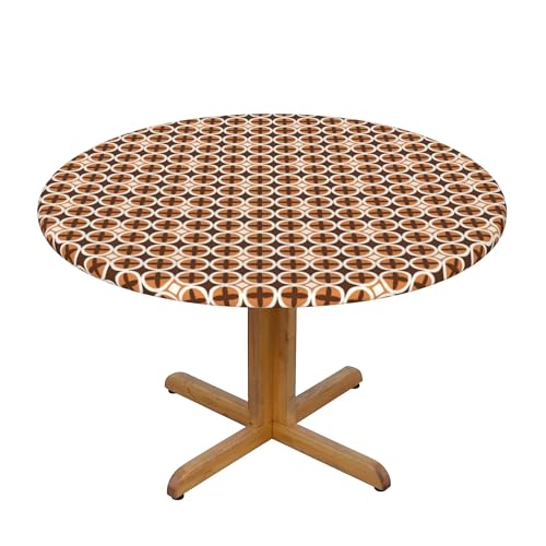 Runde Fitted Elastische Tischdecke 48 Inch, Round Squares Tischdecke Elastische Tischtuch, Fleckschutz Elastische Runde Tischdecke Tablecloth Round Table Cloth für Küche, Esstisch, Couchtisch von Barbool