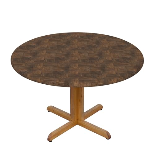 Runde Fitted Elastische Tischdecke 48 Inch, Vintage Wood Surface Tischdecke Elastische Tischtuch, Abwaschbar Runde Elastische Tischdecke Fitted Tischdecke Rund Stoff Tischdecke für Esszimmer, Garten von Barbool