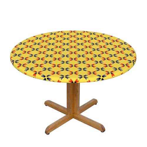 Runde Fitted Elastische Tischdecke 54 Inch, Colorful Geometric Tischdecke Rund Tischdecke Elastisch, Abwaschbar Elastische Tischtuch Rund Tischdecke Abwaschbare Tischdecke für Küche, Esstisch von Barbool