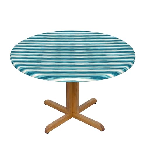 Runde Fitted Elastische Tischdecke 54 Inch, Hand Drawn Maritime Stripes Tischschutz Runde Elastische Tischdecke Fitted, wasserdichte Elastische Tischtuch Rund Tischdecken Abwaschbare Tischdecke von Barbool