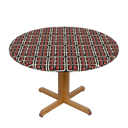 Runde Fitted Elastische Tischdecke 54 Inch, Round Squares Tischdecken Runde Fitted Tischdecke, Abwischbare Elastische Tischtuch Tischdecke Rund Stoff Tischdecke für Küche Picknick Weihnachts von Barbool