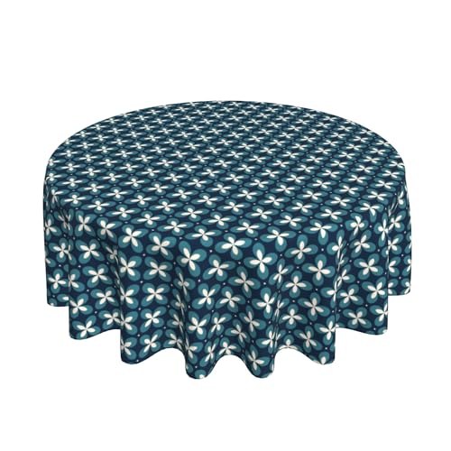 Runde Tischdecke 60 Zoll, Abstract Flowers Tischdecke Abwischbare Tablecloth Round Tischtuch Polyester für Drinnen Draussen Garten Esszimmer Party und Festen von Barbool