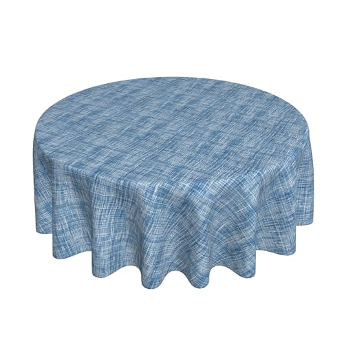 Runde Tischdecke 60 Zoll, Blue Natural Texture Tischbedeckung Abwaschbar Tablecloth Round Picknick Tischdecke für Küche Esstisch Dekoration von Barbool