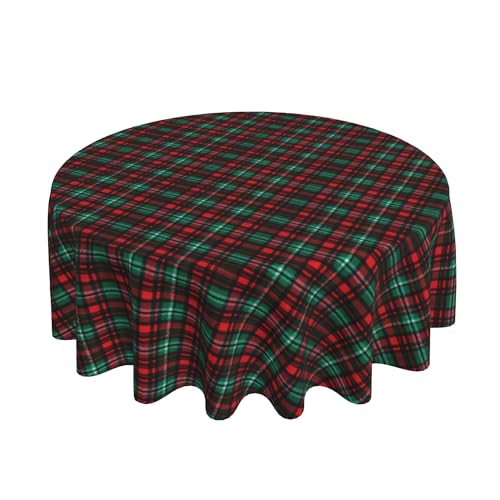 Runde Tischdecke 60 Zoll, Christmas Tartan Tischbedeckung Universeller Tischtücher Rund Tischdekoration für Esszimmer, Garten, Party, Hochzeiten oder Haushalt von Barbool