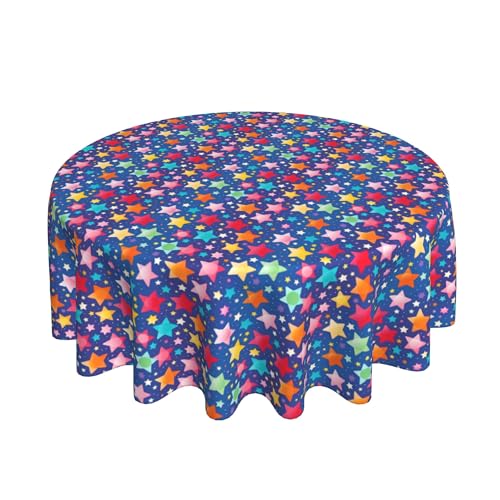 Runde Tischdecke 60 Zoll, Colorful Rainbow Tischdecke Pflegeleicht Circle Tafeldecke Outdoor Tischtuch für Küche, Esstisch, Couchtisch, Parteien, Abendessen von Barbool