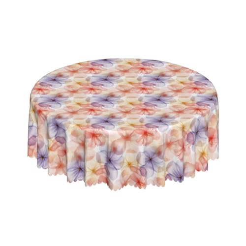 Runde Tischdecke mit Wave Lace 60 Zoll, Boho Rainbow Tischdecke Langlebige Tablecloth Round Tischdecke abwaschbar für Esszimmer, Garten, Party, Hochzeiten oder Haushalt von Barbool