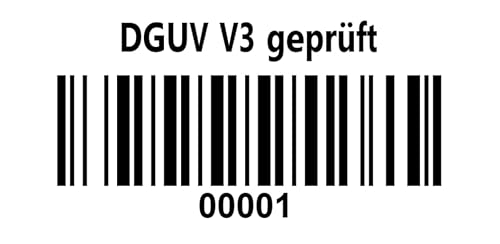 Prüfetiketten DGUV Prüfplaketten 30x15mm Code 128B 1000Etiketten/Rolle 4 bis 6 Stellig (4-Stellig, Startnummer: 1001-2000) von Barcodelabels24