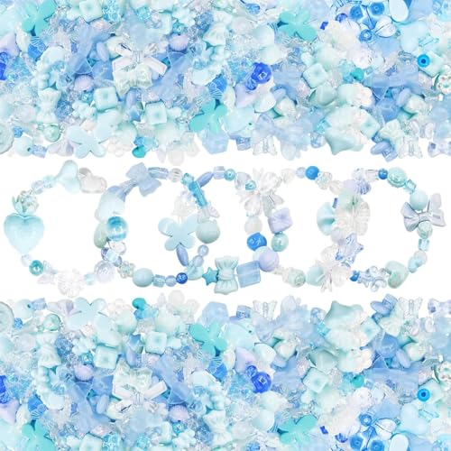 Barlone Acrylperlen Charms, Blaue Perlen Anhänger mit Herz, Schmetterlings, Bär, Stern, Schleife, zur Herstellung von Kawaii Armband Anhänger, DIY-Handy-Schlüsselbandketten Beads Charms Barlone Acrylperlen Charms, Blaue Perlen Anhänger mit Herz, Schmetterlings, Bär, Stern, Schleife, zur Herstellung von Kawaii Armband Anhänger, DIY-Handy-Schlüsselbandketten Beads Charms von Barlone