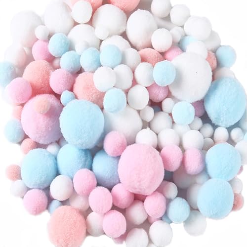 Barlone Pompons zum Basteln,260 Stück 1-3cm Bunt Mini Pompons zum Basteln, Filzkugeln Bunt, Bommel zum Basteln für Lustige DIY Kreative Handwerk, Feine Haar-Accessoires, Partydekoration(4 Größen) von Barlone