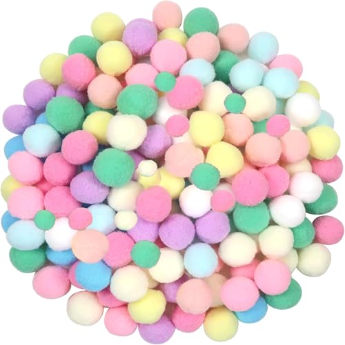 Barlone Pompons zum Basteln,260 Stück 1-3cm Bunt Mini Pompons zum Basteln, Filzkugeln Bunt, Bommel zum Basteln für Lustige DIY Kreative Handwerk, Feine Haar-Accessoires, Partydekoration(4 Größen) von Barlone