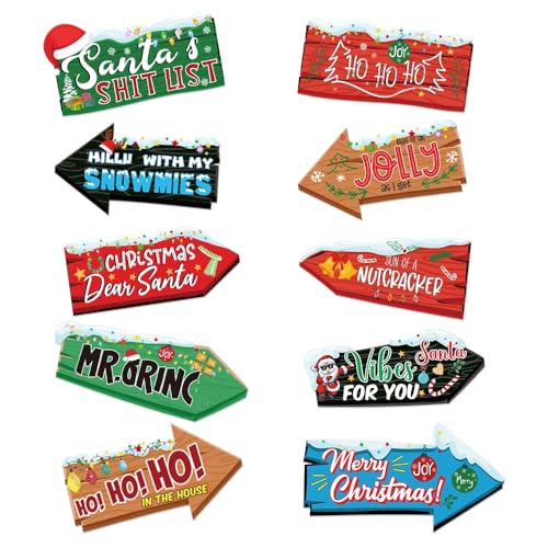 10-teiliges Weihnachts-Party-Dekor-Set mit festlichen Cartoon-Wegweisern (10er-Pack, M) von BaronHong