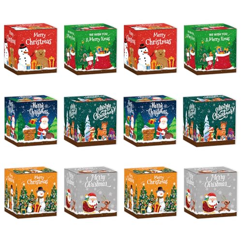 12-teilige Weihnachts-Leckerli-Boxen, Geschenkboxen für Weihnachten, Weihnachtsmann-Boxen für die Dekoration von Weihnachtsfeiern (B, M) von BaronHong