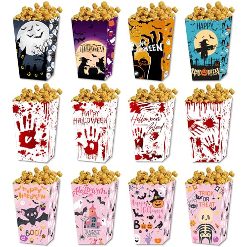 Halloween-Popcorn-Box, Popcorn-Boxen für Partys, Popcorn-Box-Behälter, Becher, wiederverwendbare Großpackung Leckerli-Kekstüten (12er-Pack, M) von BaronHong