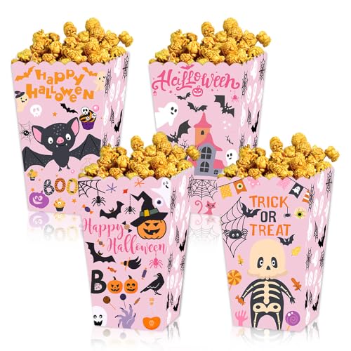 Halloween-Popcorn-Box, Popcorn-Boxen für Partys, Popcorn-Box-Behälter, Becher, wiederverwendbare Großpackung mit Leckerli-Kekstüten (4er-Pack (C), M) von BaronHong