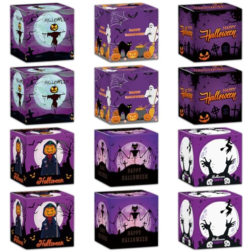 Halloween-Süßigkeiten-Leckerli-Box-Set, 12-teilig, Leckerli-Boxen, Party-Geschenkboxen, Kartonboxen für Süßigkeiten, Snacks, Kekse (E, M) von BaronHong