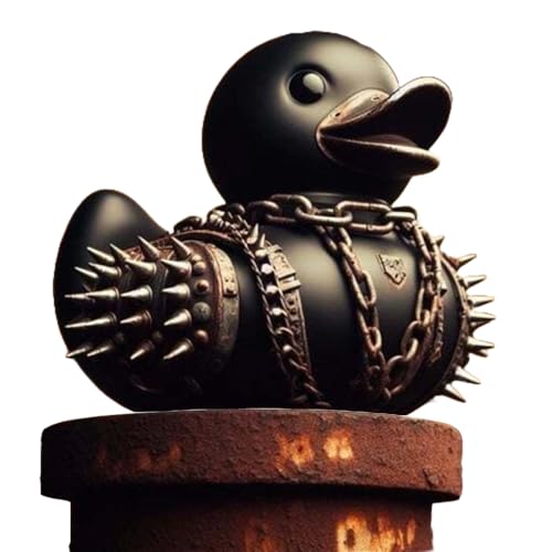 Whimsy Goth Enten-Dekor, kleine gotische Entenfigur aus Kunstharz, Halloween-Statue, Enten, Büro-Schreibtisch-Dekor, Auto-Dekoration (B, M) von BaronHong