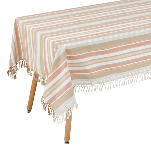 Baroni Home Rechteckige Tischdecke Baumwolle Tischdecke für alle Gelegenheiten Indoor Outdoor Tischdecke 3 Größen (Streifen, 160x300cm) von Baroni Home