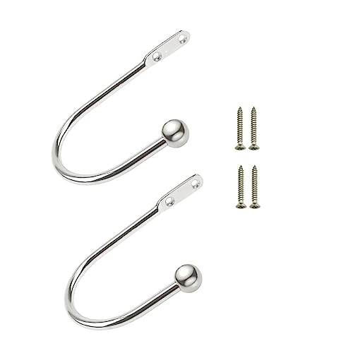 Basetousual Silber Raffhalter Wand, 2 Stück Raffhalter Metall Gardinenhalter, Raffhalter Gardinenhalter, Wandbefestigung U-Form Raffbügel, Curtain Tieback Hooks, Haus Dekoration von Basetousual