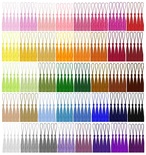 200 Stück Mini Quasten, Basicon Seidig Weiche Bunte Quasten 40 Farben Handgefertigtes Quasten für Schmuckherstellung DIY Bastelzubehör Lesezeichen Wohnkultur von Basicon