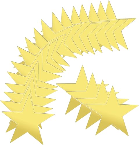 50 Stück 28cm Star Cutouts, Basicon Doppelt Bedruckte hängende Papiersterndekorationen Papier Sterne Große Goldene Stern Dekorationen Für Schwarzes Brett Klassenzimmer Wand Party von Basicon