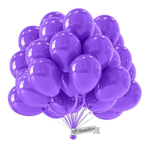 BIO Lila Luftballons [50 Stück]• MADE IN EU • Zertifiziert nachhaltige Bio Ballons • 100% Naturlatex • Klimaneutral hergestellt • Ø34cm Helium Luftballon Lila •Luftballons Geburtstag •Luftballons Bunt von Bastelbär