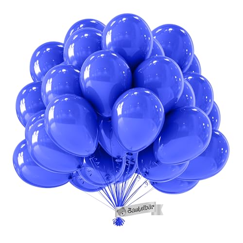 BIO Luftballons Blau [50 Stück]• MADE IN EU • Zertifiziert nachhaltige Bio Ballons • 100% Naturlatex • Klimaneutrale Ballons • Ø34 cm • Helium Luftballons • Blauer Luftballon • Luftballons Geburtstag von Bastelbär