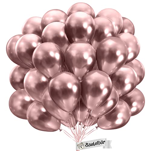 BIO Luftballons Rosa [25 Stück] Glänzend/Chrome • Ø38cm XXL • MADE IN EU • Umweltbewusst & Kompostierbar • Nachhaltige Bio Ballons • Helium Luftballons - Luftballons Geburtstag - Rosa Luftballon von Bastelbär