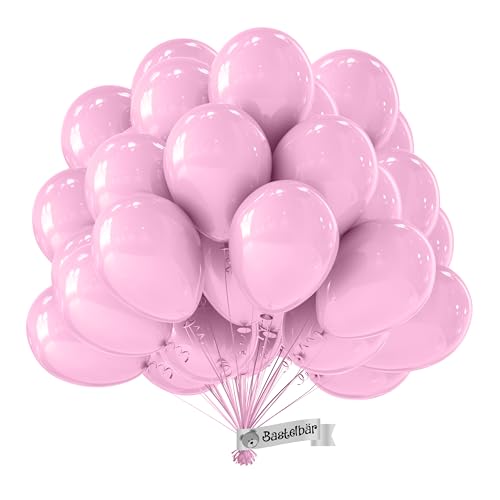 BIO Rosa Luftballons [50 Stück]• MADE IN EU • Zertifiziert nachhaltige Bio Ballons • 100% Naturlatex • Ø34 cm • zertifiziert Klimaneutral • Helium Luftballon - Luftballons Geburtstag -Luftballons Bunt von Bastelbär