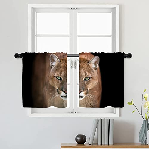 Batmerry Cougar Tier Curtains,Wild Window Treatment Short Kitchen Curtain Multilayer Polyester Blackout for Living Room/Bathroom, 2 Pack 26x24 inches von Batmerry