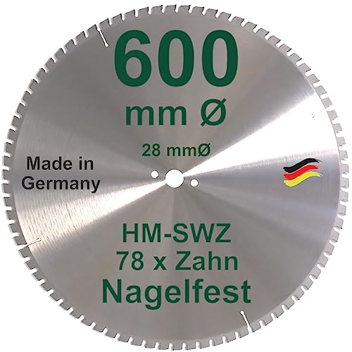 HM Kreissägeblatt SWZ 600 x 28 mm Z= 78 SUPER nagelfest Sägeblatt 600mm Bauholz Naturholz Brennholz Hartholz Schalholz Faserplatten Leimholz Sägen mit Wippsäge Tischkreissäge Kreissäge Brennholzsäge von BauSupermarkt24