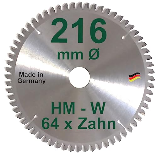 HM Sägeblatt 216 x 30 mm Zähne 64 W negativ Kreissägeblatt Hartmetall 216mm Ersatzsägeblatt für Elu/Dewalt/Festo/Festool/Hitachi/Holz Her/Scheppach/Rexon von BauSupermarkt24