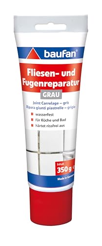 Baufan Fliesen- und Fugenreparatur grau 350g - Wasserfeste Renoviermasse mit optimaler Haftung, Fugenfüller für schnelle Reparaturen in Küche und Bad von Baufan