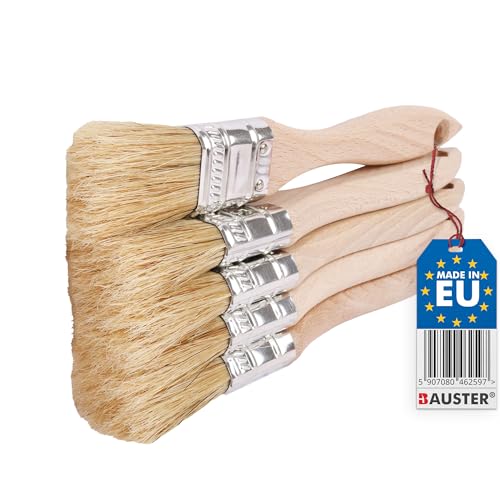 BAUSTER® 5 Stück Pinsel 25 mm mit Holzstiel Flachpinsel Alle Größen Beizpinsel Malerei Malerei Lacke Acrylfarben reißfeste Borsten abwaschbar universal Zubehör für Renovierungsarbeiten von Bauster