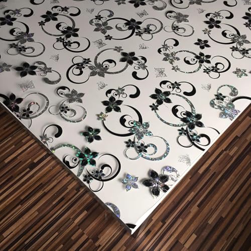 80cm Tischfolie mit Blumen Bedruckt - Maß nach Wunsch - Transparent Klar Tischdecke Tischschutz Schutzfolie Abwaschbar weich PVC (120cm) von Bavary