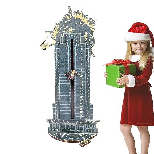 Bavokon Die Hard Adventskalender - 1/4 Hans Gruber Falling Off Nakatomi Plaza,Holz Adventskalender 2023,2023 Holz Weihnachts Countdown Kalender,Weihnachten Adventskalender Für Tischplatte Dekoratione von Bavokon